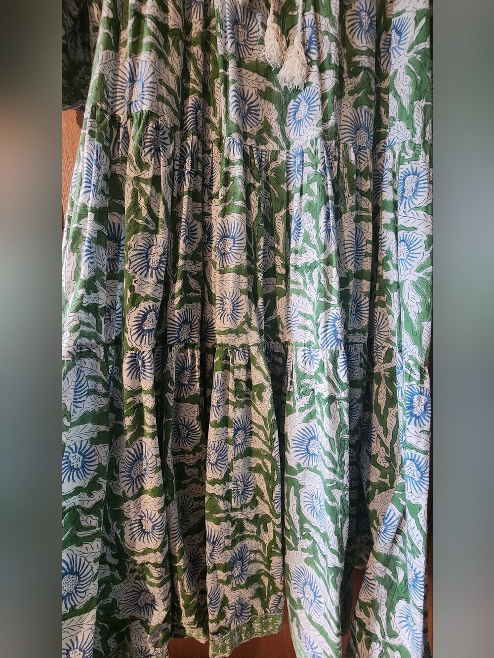 Block Print Cotton Maxi Dress Sz L - Picture 9 of 9